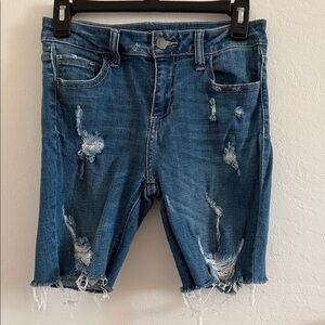 Fashion Nova Distressed Bermuda Denim Shorts